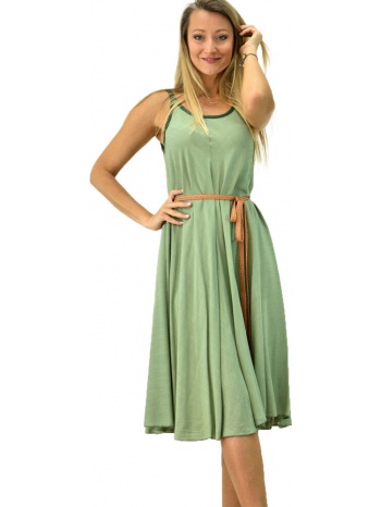 γυναικείο φόρεμα εβαζέ τύπου λινό πράσινο 6720