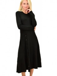 γυναικείο φόρεμα midi με κουμπιά μαύρο 13123