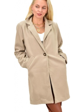γυναικείο παλτό με γιακά εκρού 13300