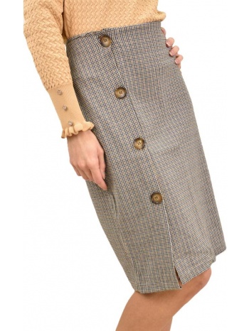 γυναικεία φούστα midi με κουμπιά στο πλάι εκρού 13444