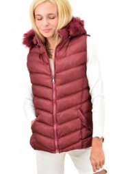 γυναικείο μπουφάν με κουκούλα μπορντώ 12778