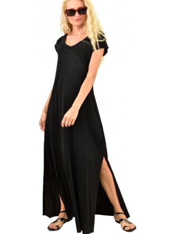μακρύ φόρεμα με v μαύρο 1051
