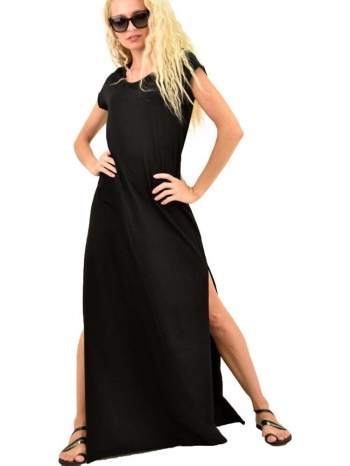 μακρύ φόρεμα με άνοιγμα μαύρο 1015