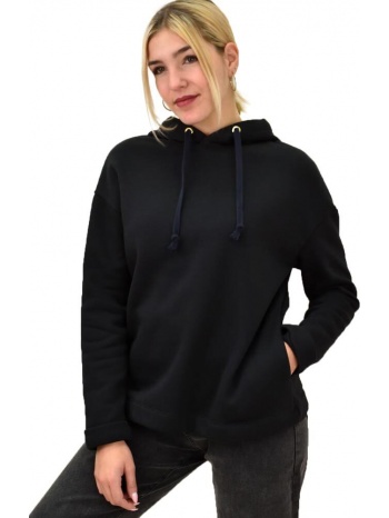 φούτερ φλις με κουκούλα μαύρο 189