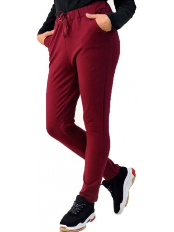 παντελόνι φούτερ με κορδόνι μπορντώ 1469