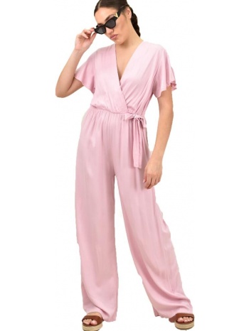 γυναικεία ολόσωμη φόρμα κρουαζέ ροζ 15721