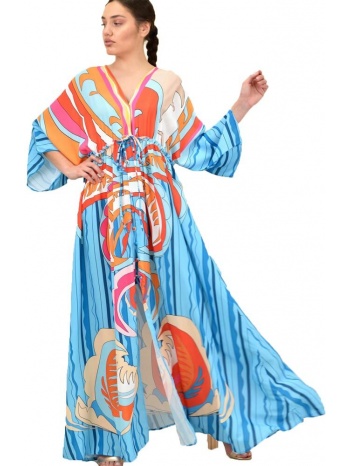 γυναικείο φόρεμα με βαθύ ντεκολτέ γαλάζιο 15752