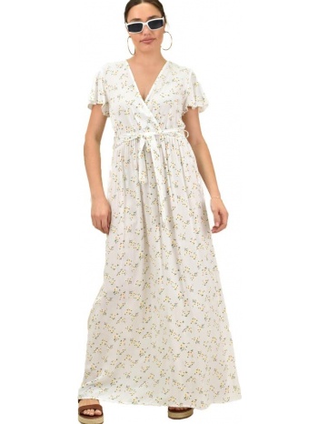 γυναικείο φόρεμα φλοράλ κρουαζέ εκρού 16030