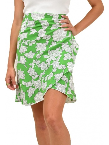 γυναικεία κρουαζέ mini φούστα με λαχούρια πράσινο 16132