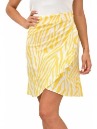 γυναικεία κρουαζέ mini φούστα σε animal print κίτρινο 16140