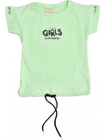 παιδική μπλούζα με τύπωμα και στρας girls φυστικί 16379