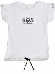 παιδική μπλούζα με τύπωμα και στρας girls λευκό 16380
