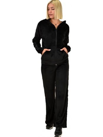 γυναικείο σετ βελουτέ φόρμα μαύρο 17806