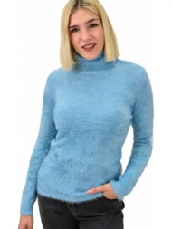 γυναικείο χνουδωτό πουλόβερ ζιβάγκο γαλάζιο 18220