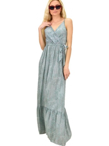 γυναικείο φλοράλ φόρεμα με ζώνη βεραμάν 14613