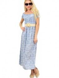 γυναικείο φόρεμα φλοράλ στράπλες γαλάζιο 14628
