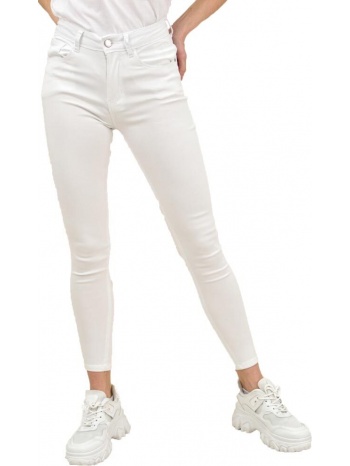 γυναικείο υφασμάτινο παντελόνι μονόχρωμο λευκό 14793