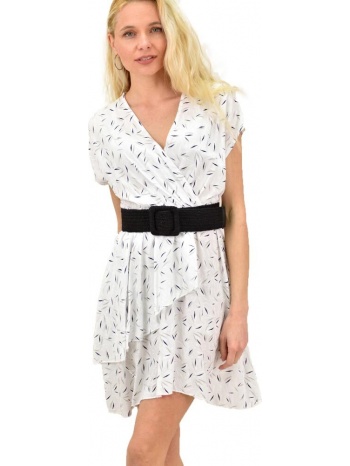 γυναικείο κοντό φόρεμα κρουαζέ λευκό 14840