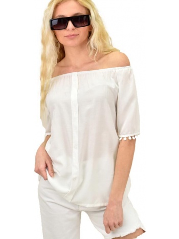 γυναικεία μπλούζα με κουμπιά λευκό 14912