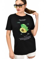 γυναικείο t-shirt με τύπωμα αβοκάντο μαύρο 15287