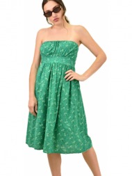γυναικείο φόρεμα φλοράλ στράπλες πράσινο 15398