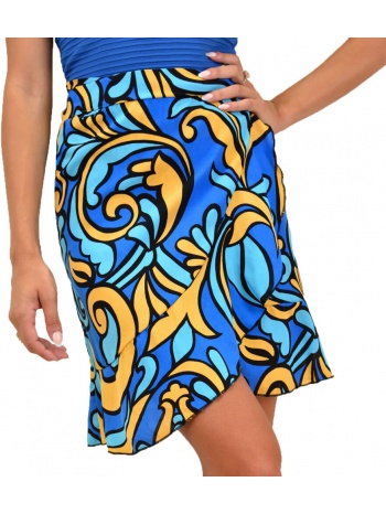 γυναικεία κρουαζέ mini φούστα με σχεδιο μπλε 17181