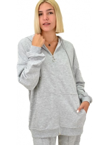βαμβακερή ζακέτα φούτερ γκρι 17528