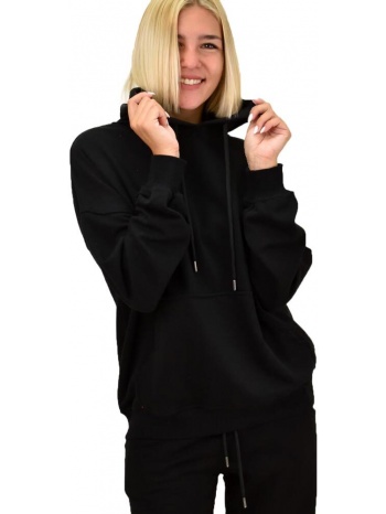 φούτερ με κουκούλα και τσέπη μαύρο 17573