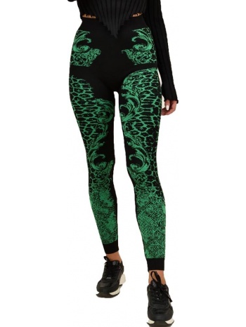 πλεκτό κολάν με σχέδιο πράσινο 17626