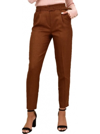 παντελόνι με πιέτες και ζώνη καφέ 17629