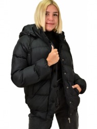 puffer μπουφάν με αφαιρούμενη κουκούλα μαύρο 17652