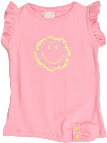 παιδική μπλούζα με τύπωμα και στρας απαλό ροζ 16390