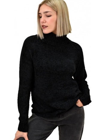 γυναικεία μπλούζα σενίλ με ζιβάγκο μαύρο 18591