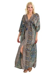 εντυπωσιακό μακρύ φόρεμα με μοτίβο πέισλεϊ μαύρο 26591