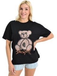 t-shirt με στάμπα & τρουκς μαύρο 26635