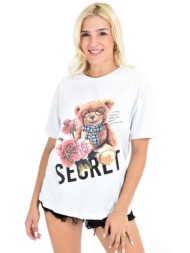 t-shirt με στάμπα & τρουκς λευκό 26640