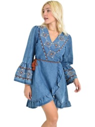 denim κρουαζέ φόρεμα με ...