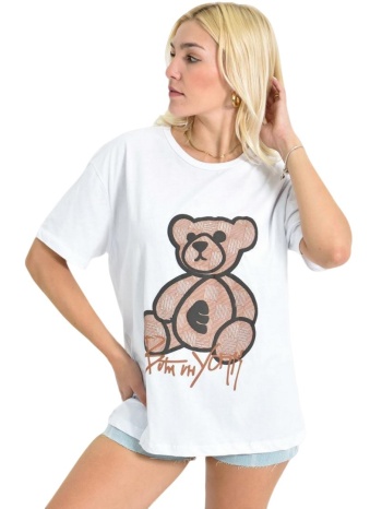 t-shirt με στάμπα & τρουκς λευκό 26636