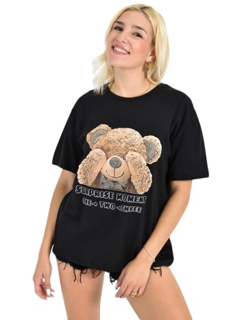 t-shirt με στάμπα & τρουκς μαύρο 26637