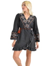 denim κρουαζέ φόρεμα με ...