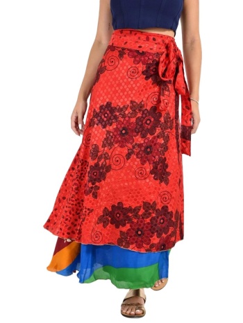 μακριά φούστα boho με εμπριμέ σχέδια κόκκινο 26747