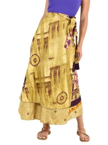 μακριά φούστα boho με εμπριμέ σχέδια μπεζ 26791