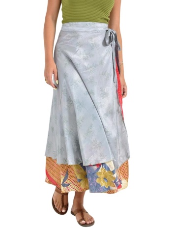 μακριά φούστα boho με εμπριμέ σχέδια γκρι 26880