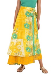 μακριά φούστα boho με εμπριμέ σχέδια κίτρινο 26942