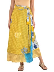 μακριά φούστα boho με εμπριμέ σχέδια κίτρινο 26960