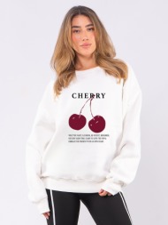 c1061 | cherry - crewneck άσπρο c1061