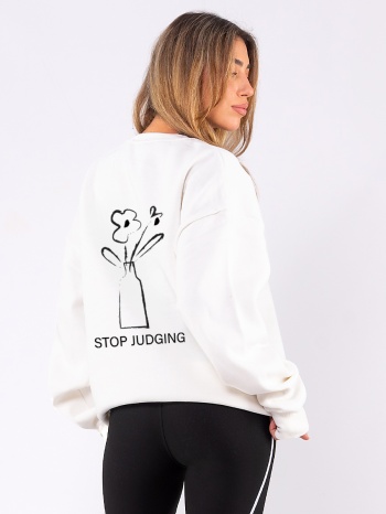 c1077 | stop judging - crewneck άσπρο c1077