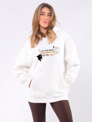 c1096 | spooky time - hoodie άσπρο c1096