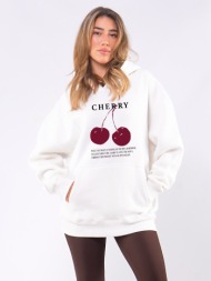 c1099 | cherry - hoodie άσπρο c1099