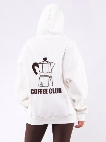 c1098 | coffee club - hoodie άσπρο c1098